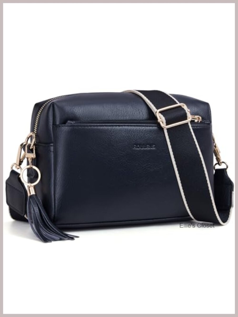 Vegan PU Leather Triple Zip Small Crossbody Bag with Card Slots